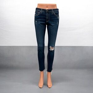 AG Adriano Goldschmied The Legging Super Skinny Ankle Distressed Jeans Size 28